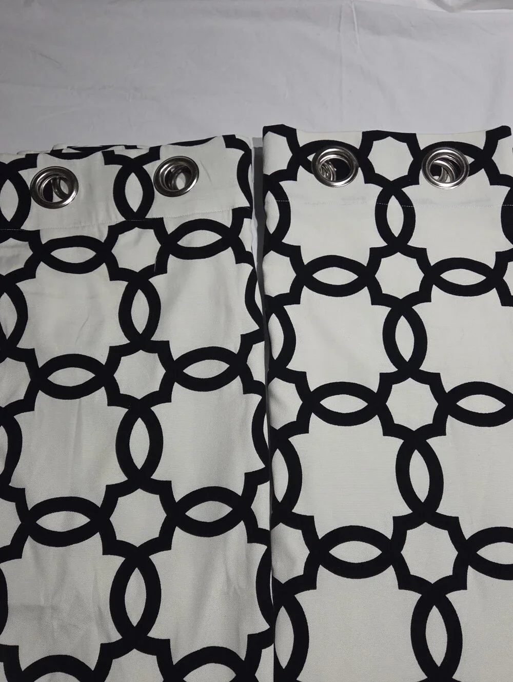 Pier 1 Imports White Black Velvet Arabesque Curtain Panels Set of 2 50